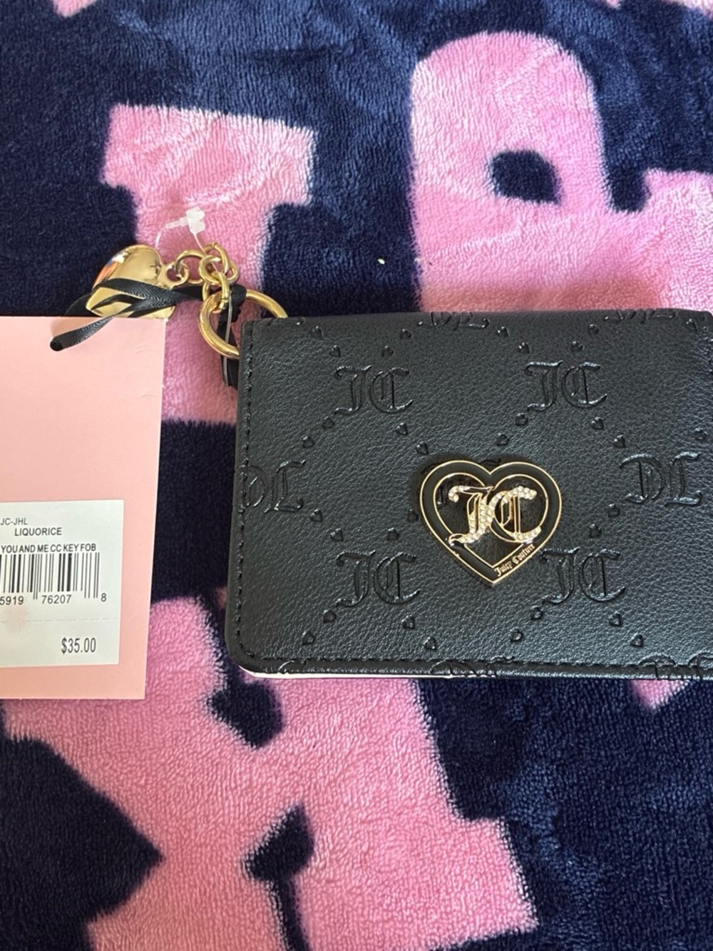Juicy Couture Cream and Gold Logo Card Case with Charm